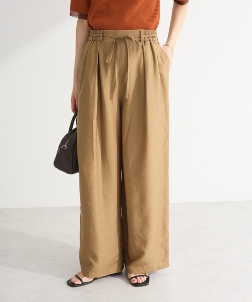 Green　Parks（グリーンパークス）の「共ベルト付きツイルカラーパンツ（その他パンツ・レディース・ダークグリーン/ベージュ/ボルドー/ブラウン/ダークネイビー・FREE）」の3枚目の写真