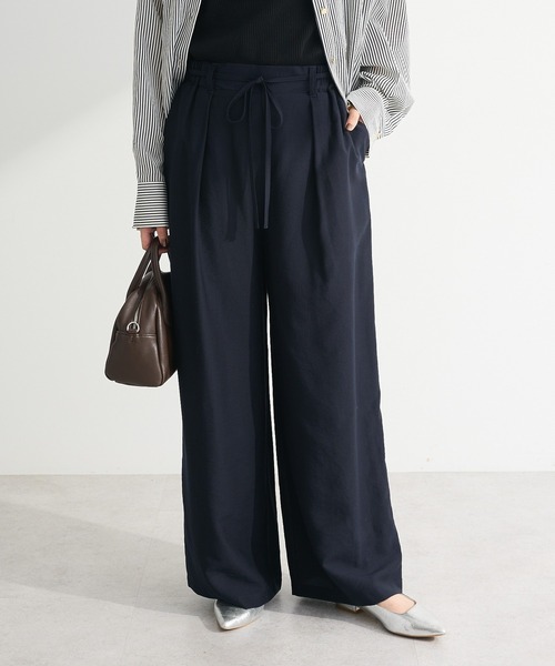 Green　Parks（グリーンパークス）の「共ベルト付きツイルカラーパンツ（その他パンツ・レディース・ダークグリーン/ベージュ/ボルドー/ブラウン/ダークネイビー・FREE）」の5枚目の写真