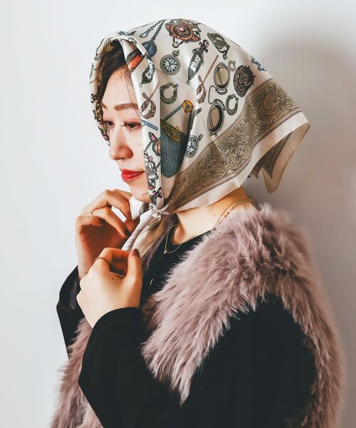 le.coeur blanc（ルクールブラン）の「AULENTTIヴィンテージスカーフ（バンダナ/スカーフ・レディース・オレンジ系その他/ベージュ系その他2・FREE）」の15枚目の写真