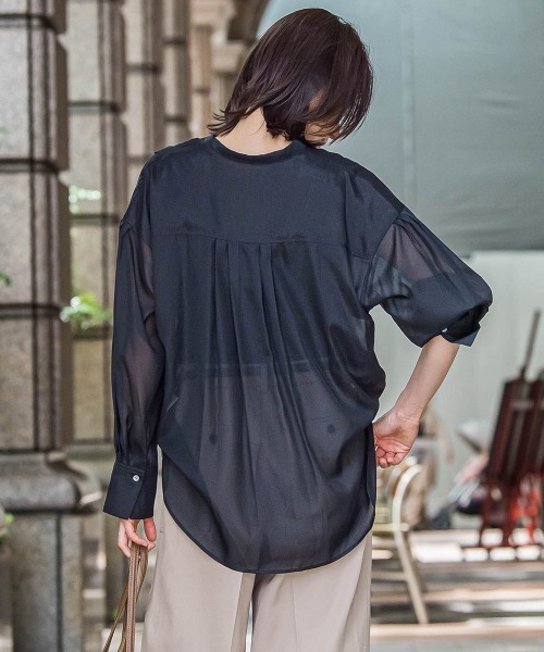 LAUTREAMONT（ロートレアモン）の「シアーブライト フロントタックブラウス≪手洗い可能≫（シャツ/ブラウス・レディース・ブラウン/イエロー/ブラック・9号）」の16枚目の写真