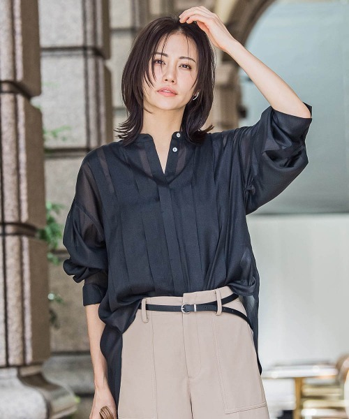 LAUTREAMONT（ロートレアモン）の「シアーブライト フロントタックブラウス≪手洗い可能≫（シャツ/ブラウス・レディース・ブラウン/イエロー/ブラック・9号）」の17枚目の写真