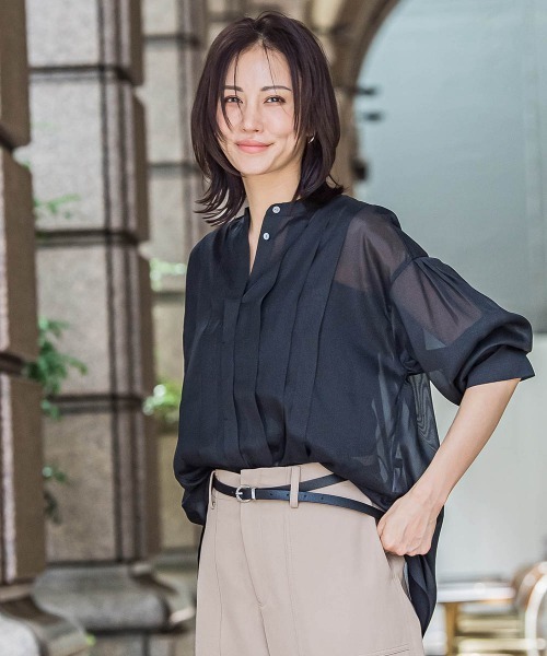 LAUTREAMONT（ロートレアモン）の「シアーブライト フロントタックブラウス≪手洗い可能≫（シャツ/ブラウス・レディース・ブラウン/イエロー/ブラック・9号）」の18枚目の写真