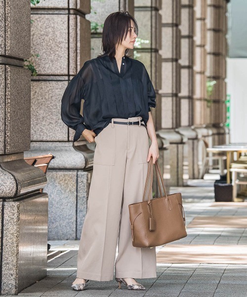 LAUTREAMONT（ロートレアモン）の「シアーブライト フロントタックブラウス≪手洗い可能≫（シャツ/ブラウス・レディース・ブラウン/イエロー/ブラック・9号）」の19枚目の写真