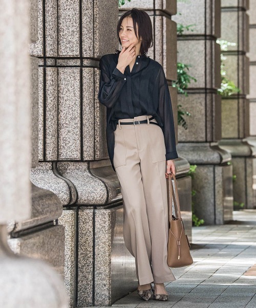 LAUTREAMONT（ロートレアモン）の「シアーブライト フロントタックブラウス≪手洗い可能≫（シャツ/ブラウス・レディース・ブラウン/イエロー/ブラック・9号）」の20枚目の写真