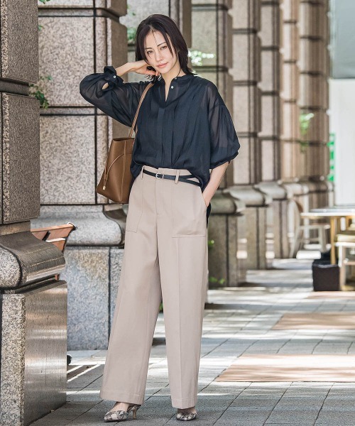 LAUTREAMONT（ロートレアモン）の「シアーブライト フロントタックブラウス≪手洗い可能≫（シャツ/ブラウス・レディース・ブラウン/イエロー/ブラック・9号）」の22枚目の写真