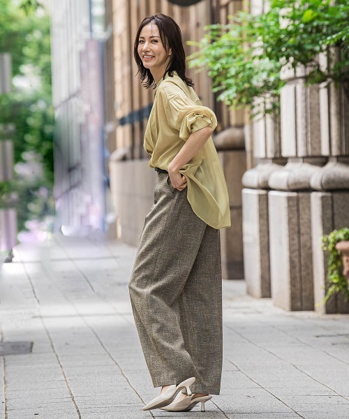 LAUTREAMONT（ロートレアモン）の「シアーブライト フロントタックブラウス≪手洗い可能≫（シャツ/ブラウス・レディース・ブラウン/イエロー/ブラック・9号）」の6枚目の写真