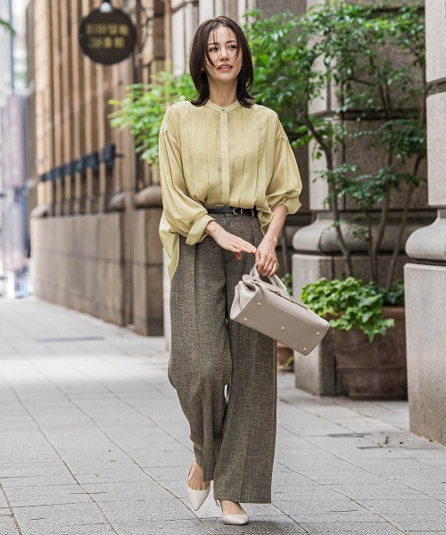 LAUTREAMONT（ロートレアモン）の「シアーブライト フロントタックブラウス≪手洗い可能≫（シャツ/ブラウス・レディース・ブラウン/イエロー/ブラック・9号）」の7枚目の写真