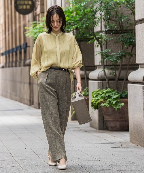 LAUTREAMONT（ロートレアモン）の「シアーブライト フロントタックブラウス≪手洗い可能≫（シャツ/ブラウス・レディース・ブラウン/イエロー/ブラック・9号）」の9枚目の写真