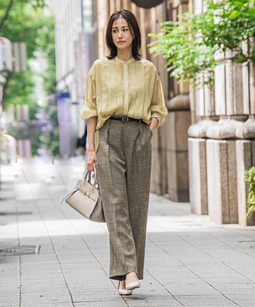 LAUTREAMONT（ロートレアモン）の「シアーブライト フロントタックブラウス≪手洗い可能≫（シャツ/ブラウス・レディース・ブラウン/イエロー/ブラック・9号）」の10枚目の写真