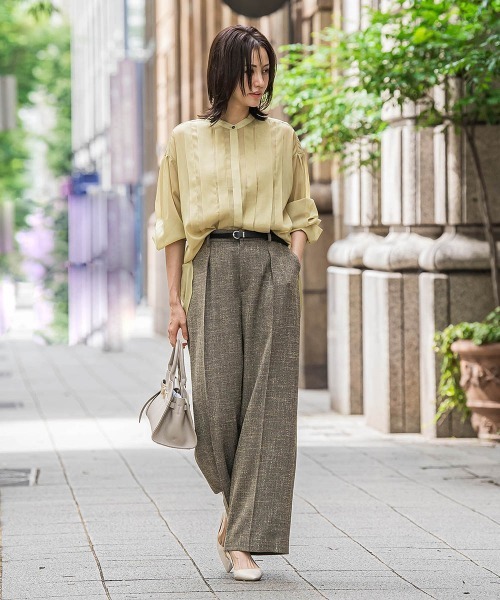 LAUTREAMONT（ロートレアモン）の「シアーブライト フロントタックブラウス≪手洗い可能≫（シャツ/ブラウス・レディース・ブラウン/イエロー/ブラック・9号）」の11枚目の写真