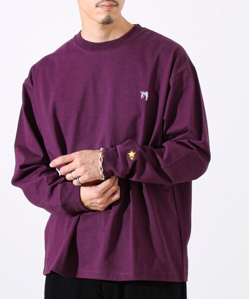 GLOSTER(グロスター)の「【夏の大ヒットが秋仕様で登場】【BOY刺繍】裏グラデーション 天竺ロンT(Tシャツ/カットソー・メンズ・ホワイト/ブラック/パープル・S/M/L)」の3枚目の写真