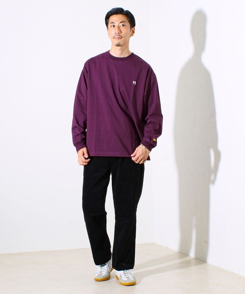 GLOSTER(グロスター)の「【夏の大ヒットが秋仕様で登場】【BOY刺繍】裏グラデーション 天竺ロンT(Tシャツ/カットソー・メンズ・ホワイト/ブラック/パープル・S/M/L)」の4枚目の写真