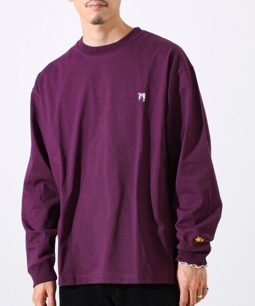GLOSTER(グロスター)の「【夏の大ヒットが秋仕様で登場】【BOY刺繍】裏グラデーション 天竺ロンT(Tシャツ/カットソー・メンズ・ホワイト/ブラック/パープル・S/M/L)」の5枚目の写真