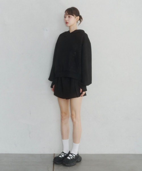 Lallana(ララーナ)の「Lame coco short sweatpants/ラメココショートスウェットパンツ(スカート・レディース・グレー/ブラック・FREE/SMALL)」の15枚目の写真