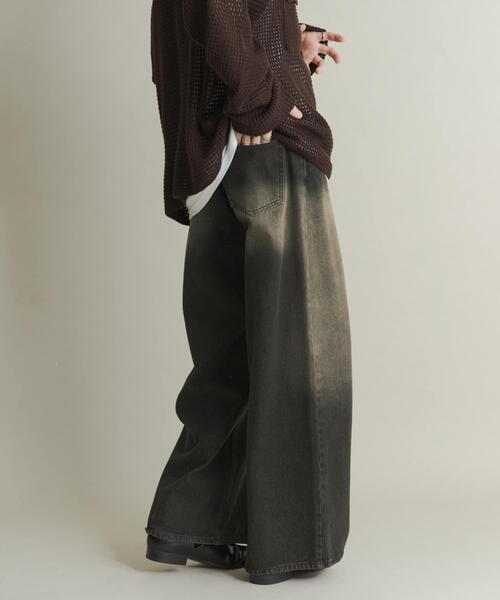 SENSE OF PLACE by URBAN RESEARCH（センスオブプレイスバイアーバンリサーチ）の「ヴィンテージライクデニムワイドパンツ（デニムパンツ・メンズ・ブラック/ネイビー/インディゴブルー・MEDIUM/LARGE）」の4枚目の写真