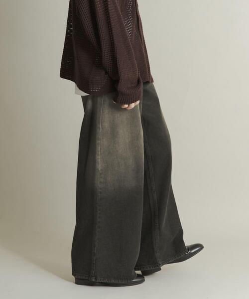 SENSE OF PLACE by URBAN RESEARCH（センスオブプレイスバイアーバンリサーチ）の「ヴィンテージライクデニムワイドパンツ（デニムパンツ・メンズ・ブラック/ネイビー/インディゴブルー・MEDIUM/LARGE）」の5枚目の写真
