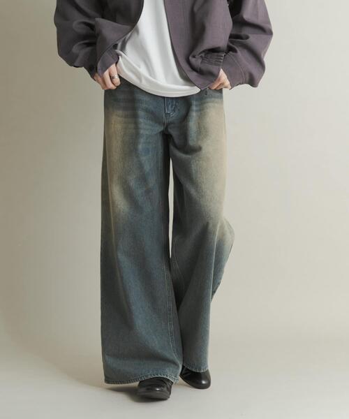 SENSE OF PLACE by URBAN RESEARCH（センスオブプレイスバイアーバンリサーチ）の「ヴィンテージライクデニムワイドパンツ（デニムパンツ・メンズ・ブラック/ネイビー/インディゴブルー・MEDIUM/LARGE）」の15枚目の写真