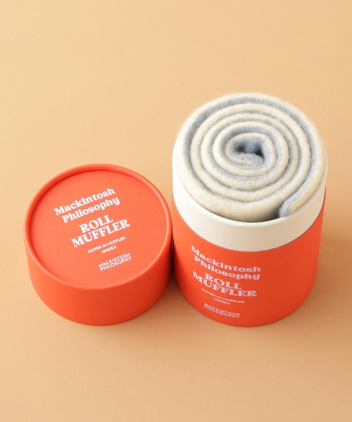 MACKINTOSH PHILOSOPHY（ﾏｯｷﾝﾄｯｼｭ ﾌｨﾛｿﾌｨｰ）の「ギフトBOX付き ウール100％ ”ROLL MUFFLER” リバーシブル マフラー（ストール/ショール・レディース・オレンジ/ベージュ/ピンク/レモンイエロー/ブルー系その他・FREE）」の6枚目の写真