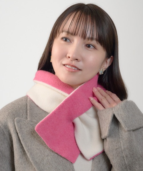 ギフトBOX付き ウール100％ ”ROLL MUFFLER” リバーシブル マフラー