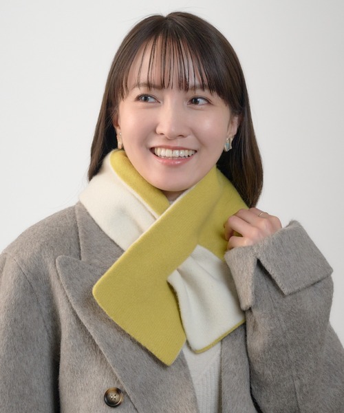 ギフトBOX付き ウール100％ ”ROLL MUFFLER” リバーシブル マフラー