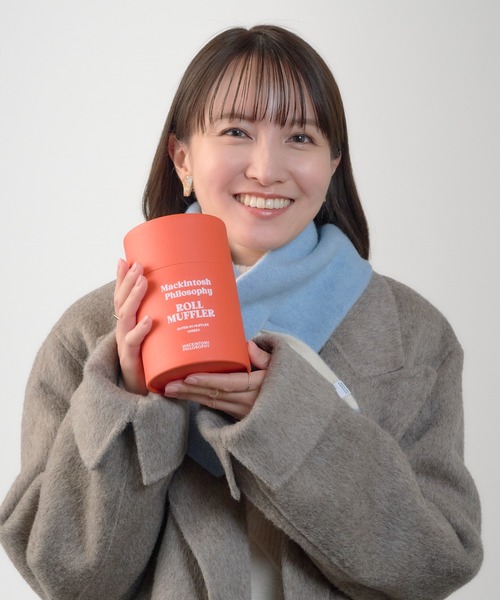 ギフトBOX付き ウール100％ ”ROLL MUFFLER” リバーシブル マフラー
