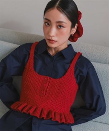 シュシュ付きニットキャミビスチェ