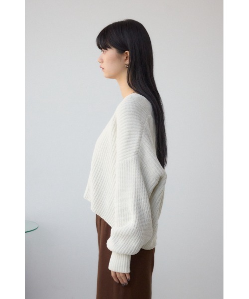 AZUL by moussy（アズールバイマウジー）の「WZIPベロアラメモールカーデ（カーディガン/ボレロ・レディース・アイボリー/ブラック/チャコールグレー・FREE）」の9枚目の写真