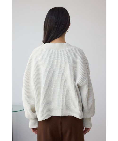 AZUL by moussy（アズールバイマウジー）の「WZIPベロアラメモールカーデ（カーディガン/ボレロ・レディース・アイボリー/ブラック/チャコールグレー・FREE）」の10枚目の写真