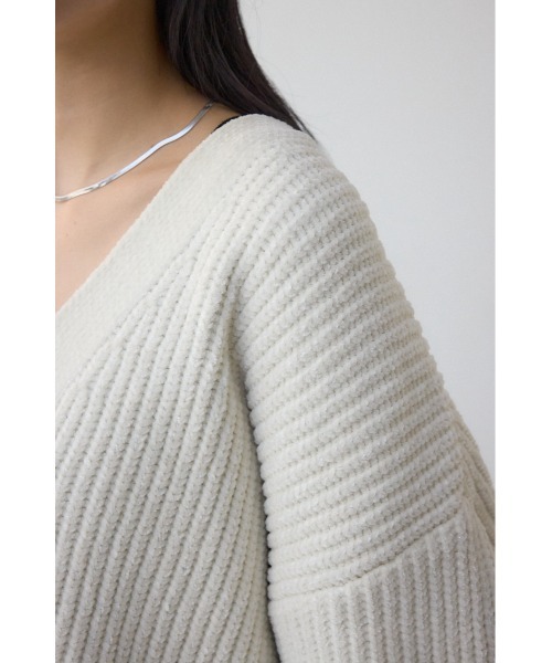 AZUL by moussy（アズールバイマウジー）の「WZIPベロアラメモールカーデ（カーディガン/ボレロ・レディース・アイボリー/ブラック/チャコールグレー・FREE）」の12枚目の写真