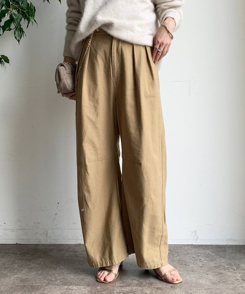 DouDou（ドゥドゥ）の「タックトラウザーパンツ（その他パンツ・レディース・ベージュ/カーキ・36/38）」の22枚目の写真