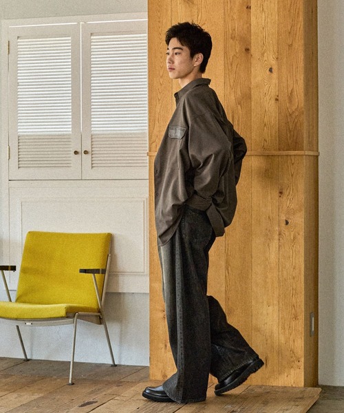 niko and...（ニコアンド）の「ワイドスリーブオーバーシャツ（シャツ/ブラウス・メンズ・ブラック/ライトブラウン・LARGE/MEDIUM）」の13枚目の写真