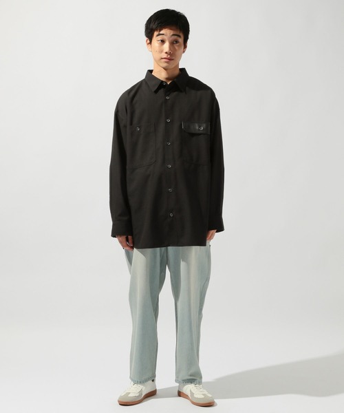 niko and...（ニコアンド）の「ワイドスリーブオーバーシャツ（シャツ/ブラウス・メンズ・ブラック/ライトブラウン・LARGE/MEDIUM）」の16枚目の写真