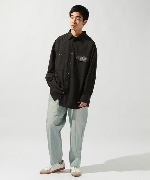 niko and...（ニコアンド）の「ワイドスリーブオーバーシャツ（シャツ/ブラウス・メンズ・ブラック/ライトブラウン・LARGE/MEDIUM）」の17枚目の写真