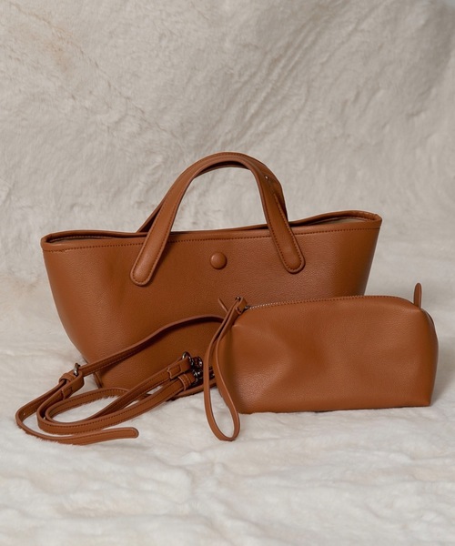 lawgy（ラウジー）の「2way landscape pouch set bag / 2wayランドスケープポーチセットバッグ（ショルダーバッグ・レディース・クリーム/キャメル/ブラック・FREE）」の3枚目の写真