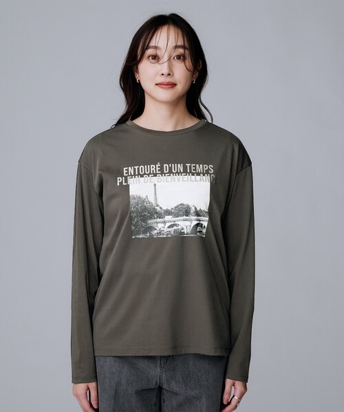 UNTITLED（アンタイトル）の「【洗える/コットン100%】グラフィックロンT（Tシャツ/カットソー・レディース・ホワイト系3/チャコール・00/04/50/48/44/02）」の12枚目の写真