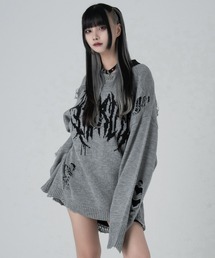 LAZYSLAY（レイジースレイ）の「メタルロゴダメージニット（ニット/セーター）」