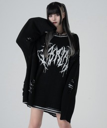 LAZYSLAY（レイジースレイ）の「メタルロゴダメージニット（ニット/セーター）」