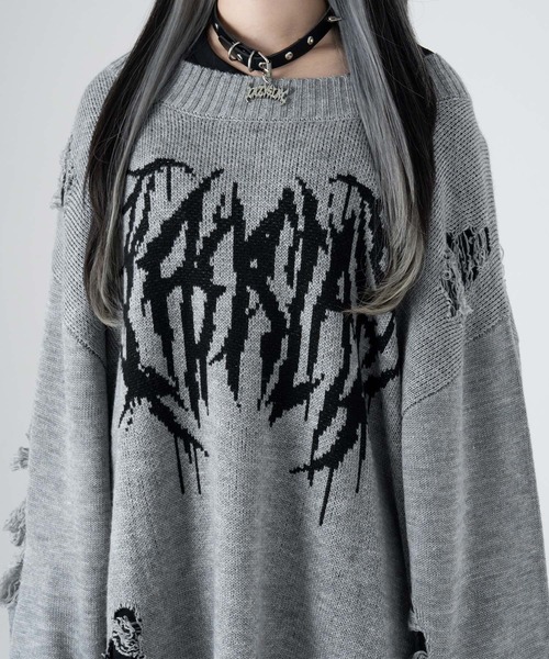 メタルロゴダメージニット（ニット/セーター）｜LAZYSLAY（レイジー