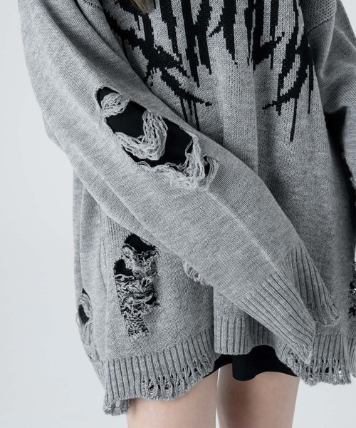 メタルロゴダメージニット（ニット/セーター）｜LAZYSLAY（レイジー