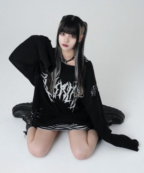 メタルロゴダメージニット（ニット/セーター）｜LAZYSLAY（レイジー