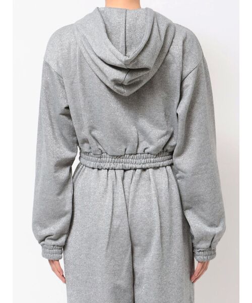 ラメクロップドZIPフーディー【セットアップ対応】ジップパーカー