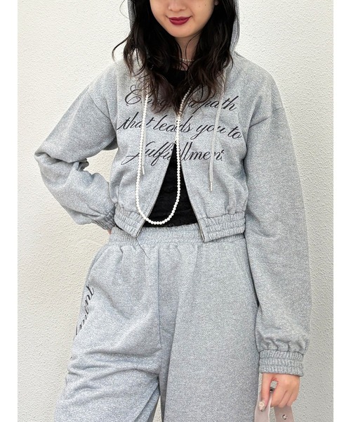 セール】ラメクロップドZIPフーディー【セットアップ対応】ジップ