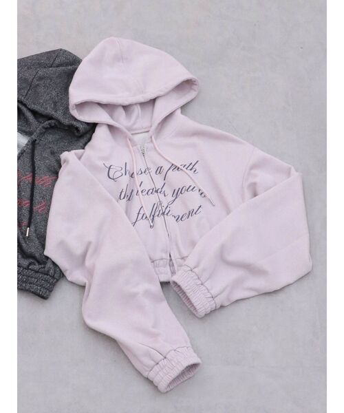 jouetie（ジュエティ）の「ラメクロップドZIPフーディー【セットアップ対応】ジップパーカー（パーカー・レディース・グレー/ピンク・MEDIUM）」の21枚目の写真