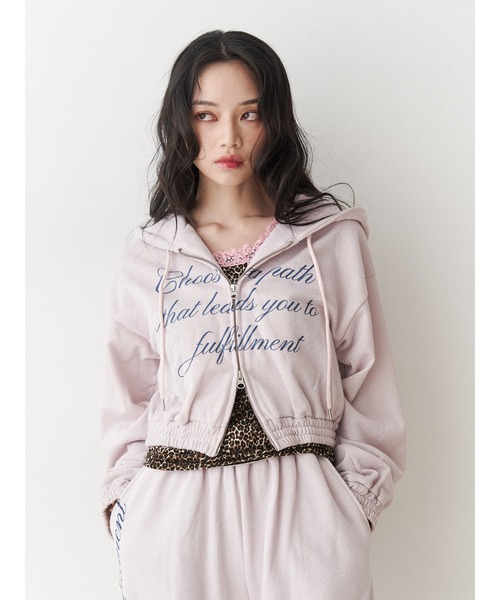 セール】ラメクロップドZIPフーディー【セットアップ対応】ジップ