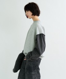 A.D.C.L.（エーディーシーエル）の「袖デニム切替 プリント スウェットプルオーバー（スウェット）」