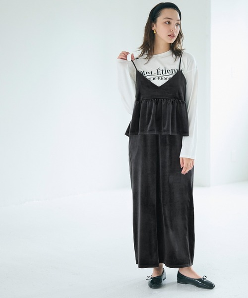 ベロアドッキングキャミワンピース（ワンピース）｜coca（coca）（コカ