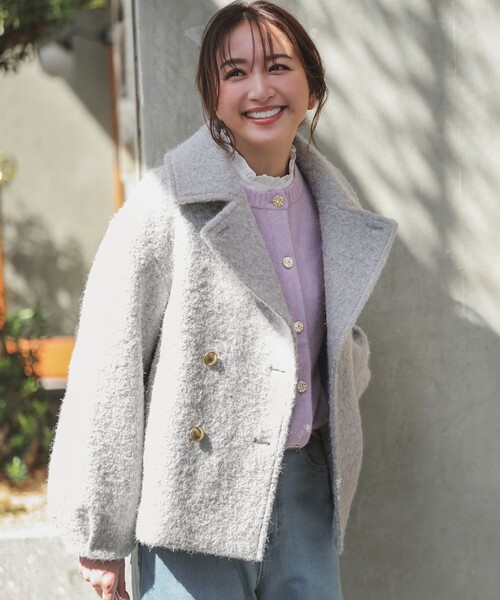 【2WAY】ブークレーシャギーラメ アウター 2WAY】ブークレーシャギーラメ アウター（ピーコート）｜ANY SIS