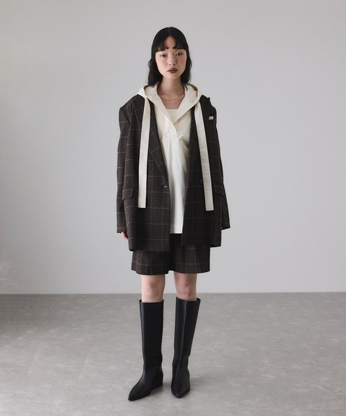 ADAM ET ROPE'(アダムエロペ)の「スキッパーフーディシャツ(シャツ/ブラウス・レディース・ホワイト系その他5/ブラック・FREE)」の15枚目の写真