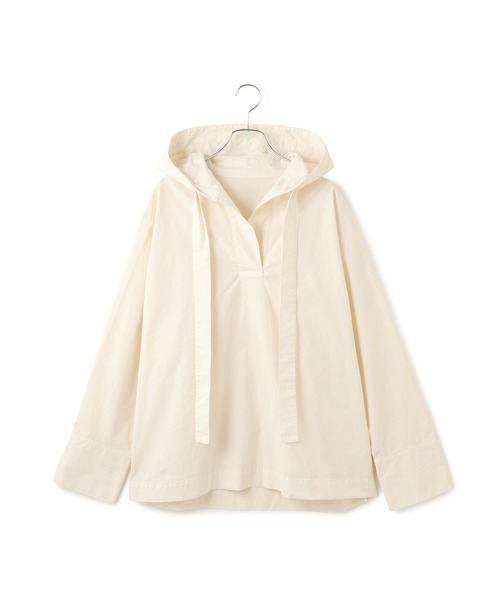 ADAM ET ROPE'(アダムエロペ)の「スキッパーフーディシャツ(シャツ/ブラウス・レディース・ホワイト系その他5/ブラック・FREE)」の7枚目の写真