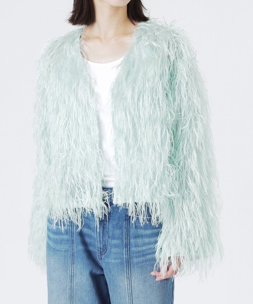 LOVELESS（ラブレス）の「フェザージャカードブルゾン（ブルゾン・レディース・ライトグリーン/オフホワイト・36）」の10枚目の写真